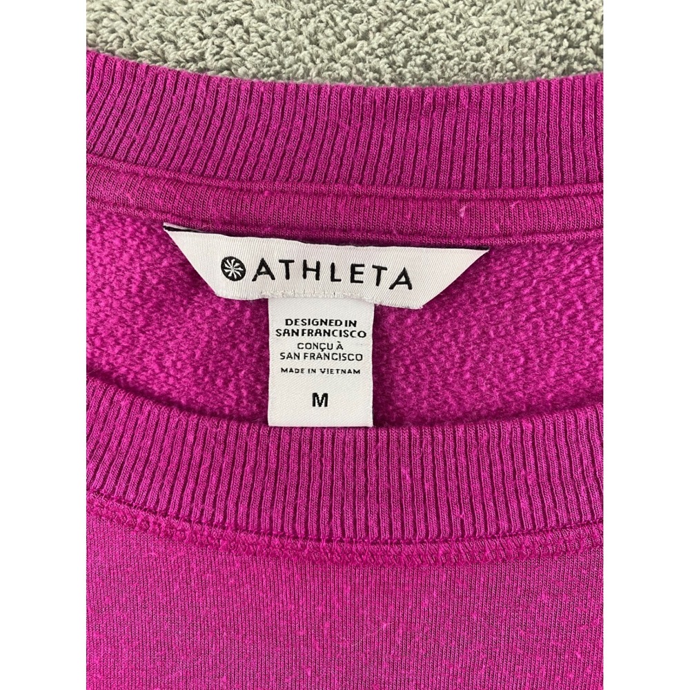 Athleta Coaster Luxe Sweatshirt Womens Medium Fuchsia Pink Thumbhole Pullover - Picture 2 of 11